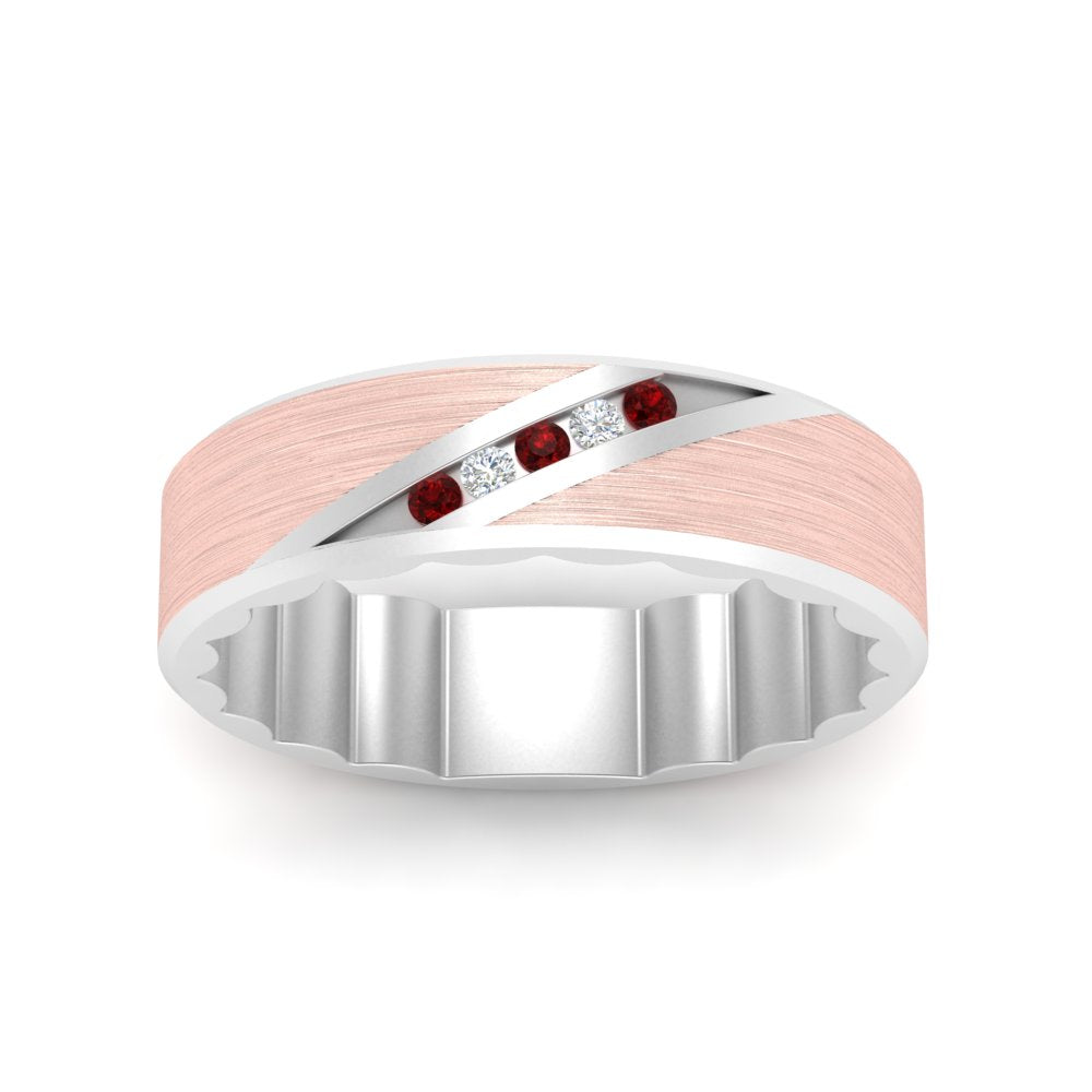 Brush Finish 2 Tone Promise Ring Fascinating Diamonds