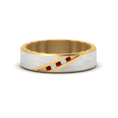 Brush Finish 2 Tone Promise Ring Fascinating Diamonds