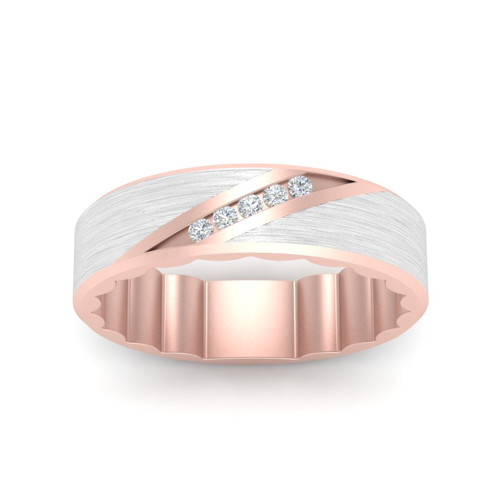 Brush Finish 2 Tone Promise Ring Fascinating Diamonds