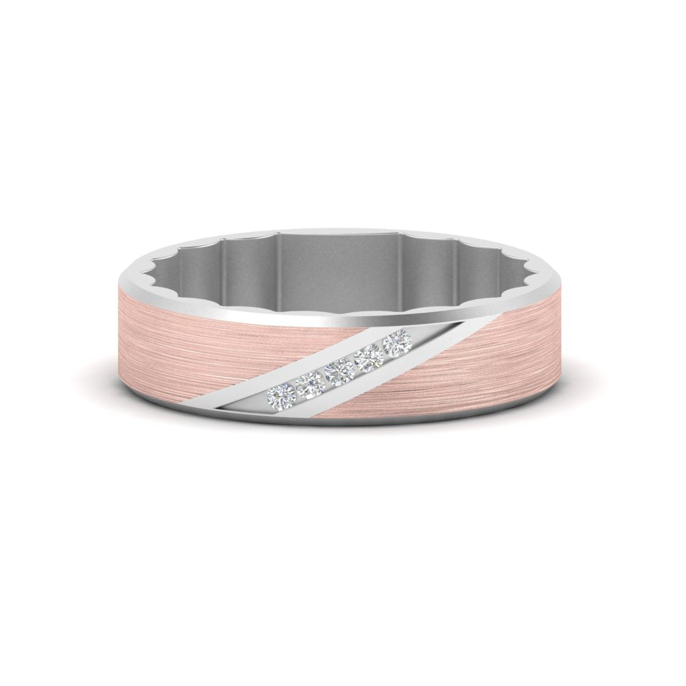 Brush Finish 2 Tone Promise Ring Fascinating Diamonds
