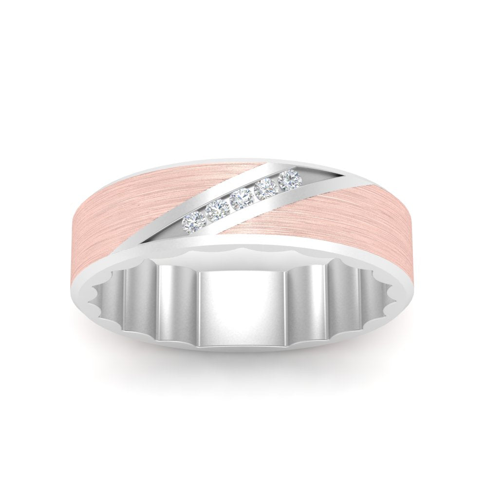 Brush Finish 2 Tone Promise Ring Fascinating Diamonds