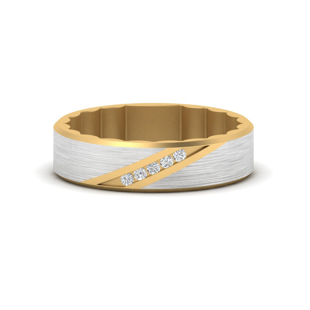 Brush Finish 2 Tone Promise Ring Fascinating Diamonds