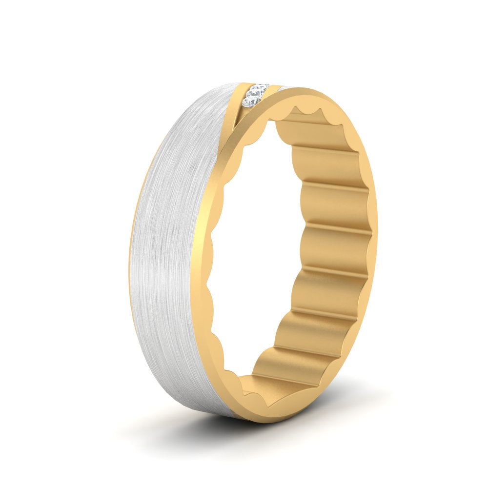 Brush Finish 2 Tone Promise Ring Fascinating Diamonds
