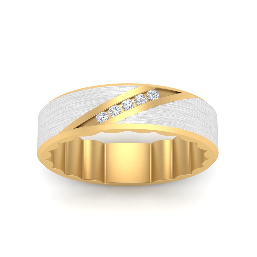 Brush Finish 2 Tone Promise Ring Fascinating Diamonds