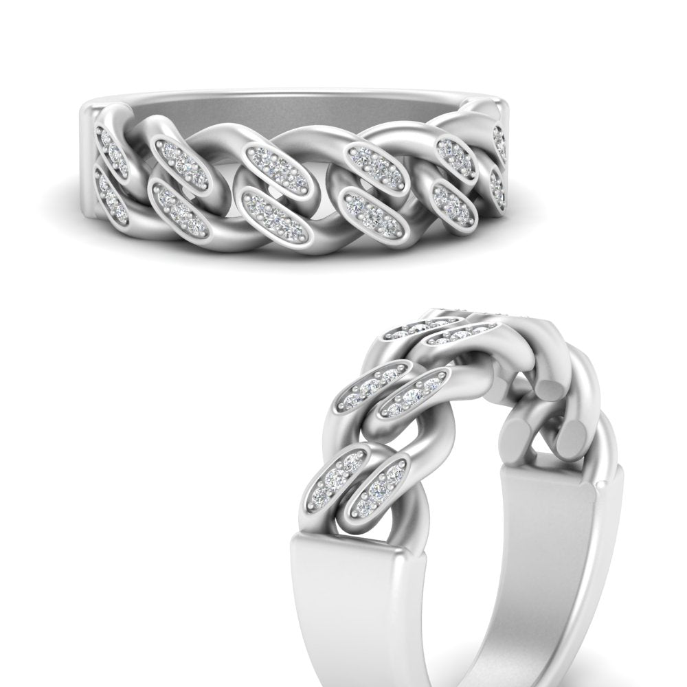 Mens Cuban Link Diamond Wedding Ring Fascinating Diamonds