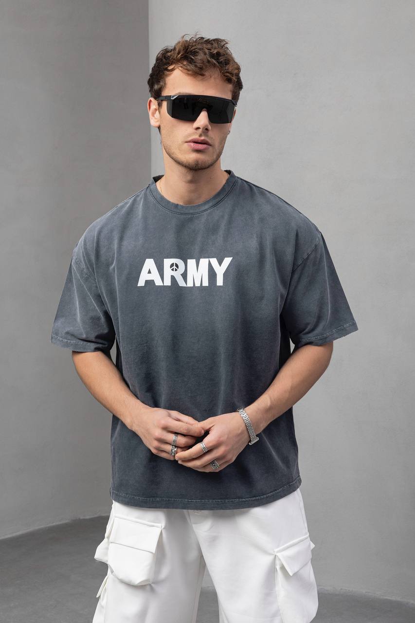 Men's Oversize 'ARMY' Graphic T-Shirt – Anti-War Statement Tee Withinblack