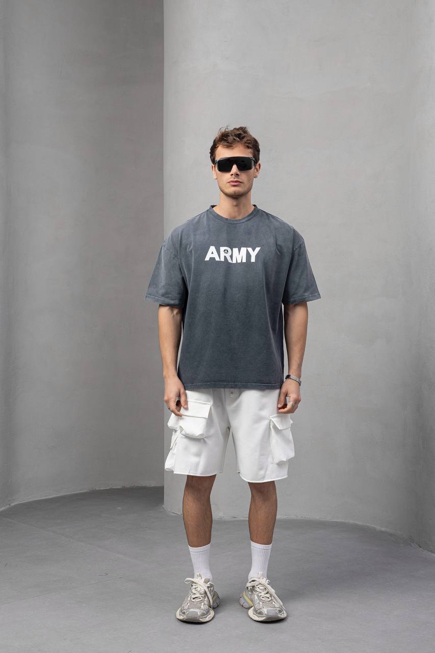 Men's Oversize 'ARMY' Graphic T-Shirt – Anti-War Statement Tee Withinblack