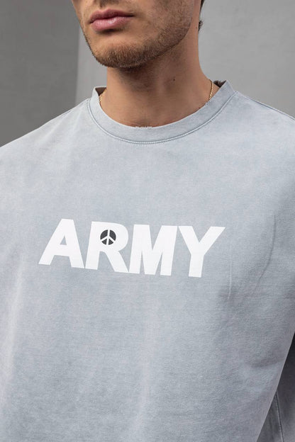 Men's Oversize 'ARMY' Graphic T-Shirt – Anti-War Statement Tee Withinblack