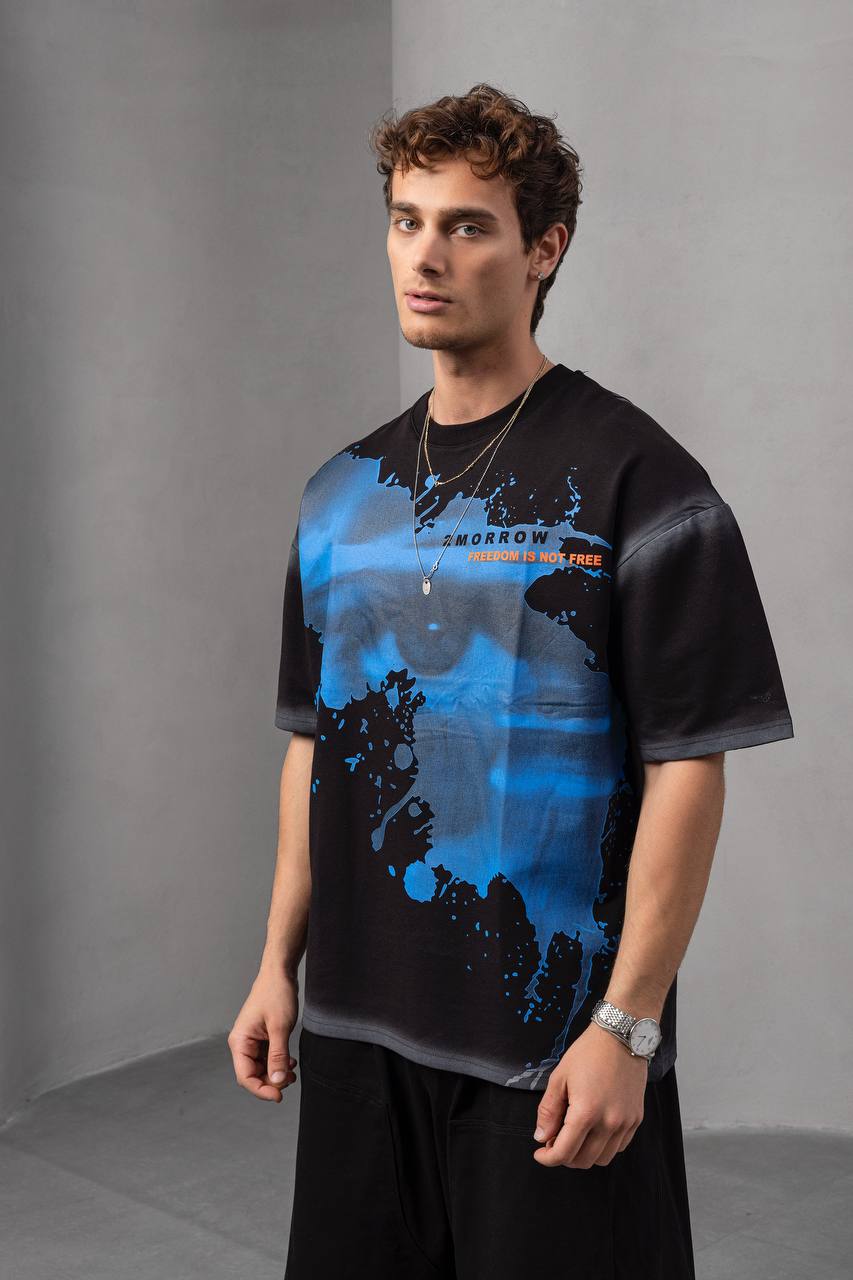 Men's Oversize Graphic T-Shirt – '2MORROW FREEDOM' Withinblack