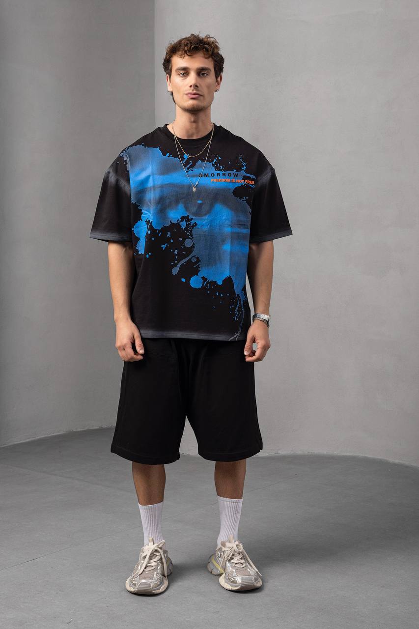 Men's Oversize Graphic T-Shirt – '2MORROW FREEDOM' Withinblack
