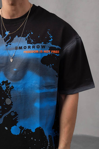 Men's Oversize Graphic T-Shirt – '2MORROW FREEDOM' Withinblack