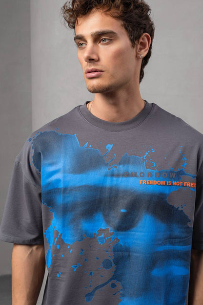 Men's Oversize Graphic T-Shirt – '2MORROW FREEDOM' Withinblack