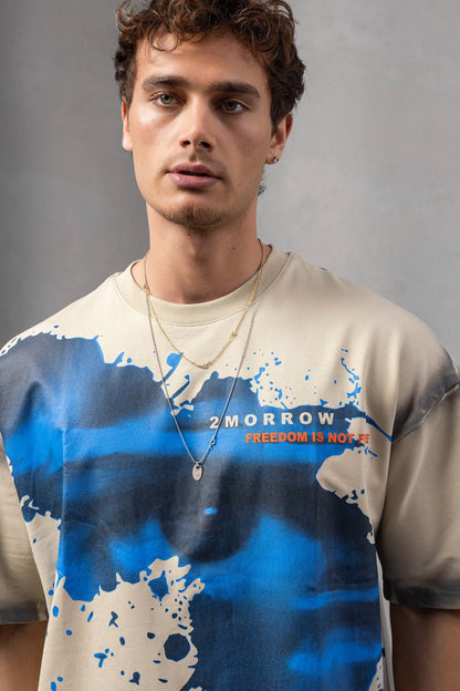 Men's Oversize Graphic T-Shirt – '2MORROW FREEDOM' Withinblack