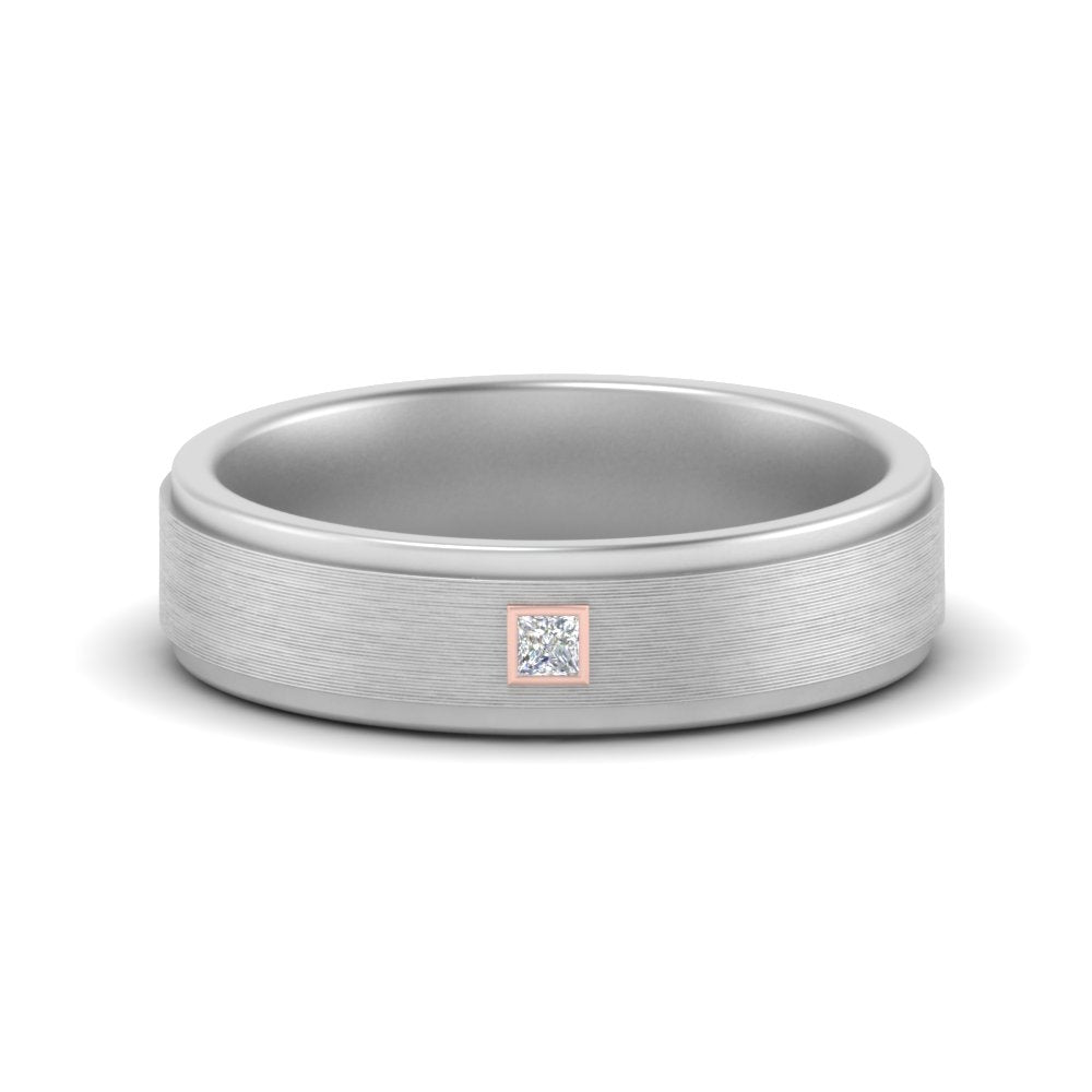 Mens Princess Cut 2 Tone Band Fascinating Diamonds