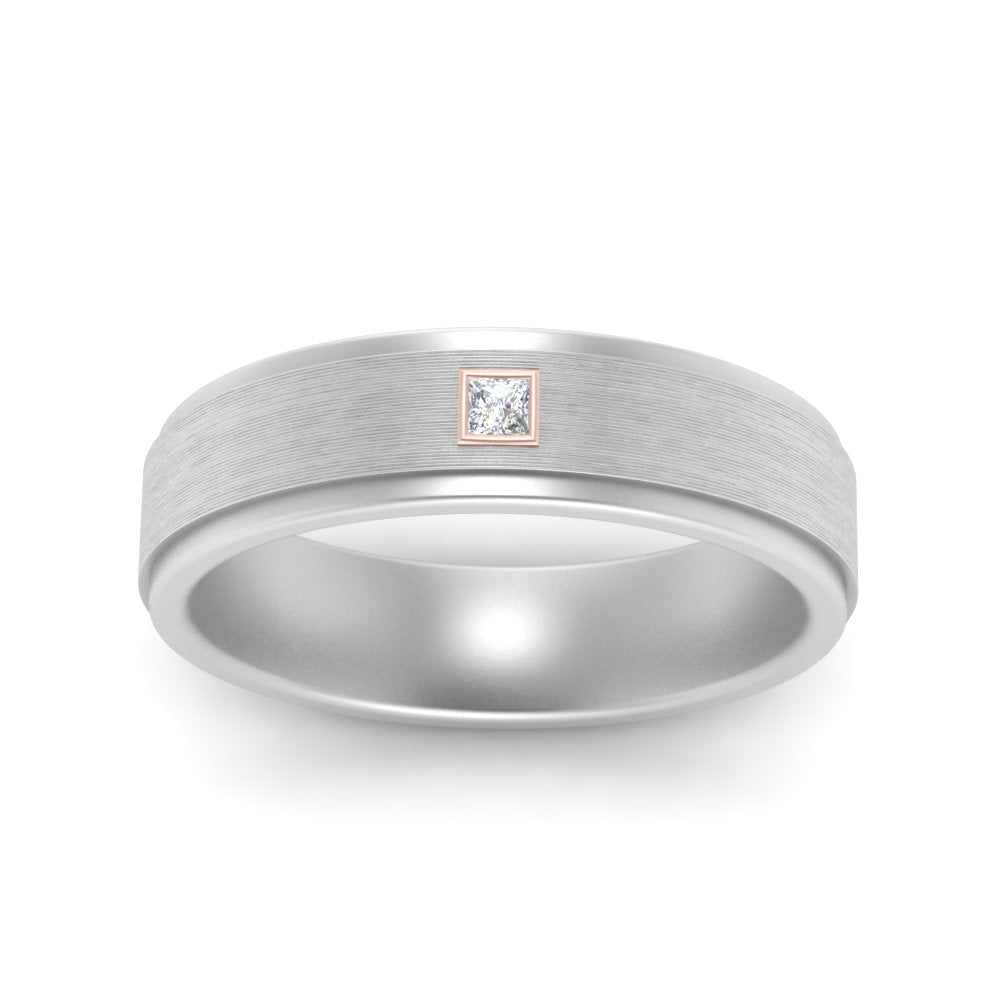 Mens Princess Cut 2 Tone Band Fascinating Diamonds