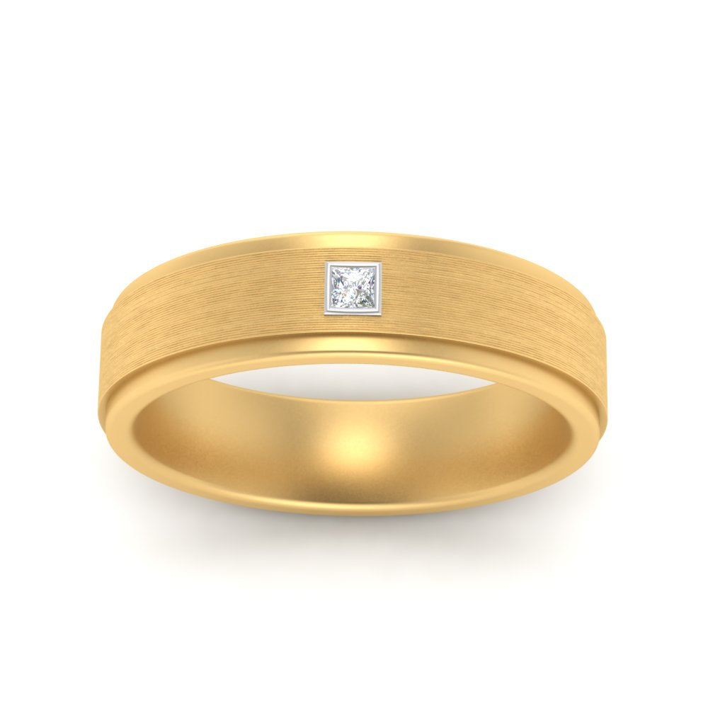 Mens Princess Cut 2 Tone Band Fascinating Diamonds