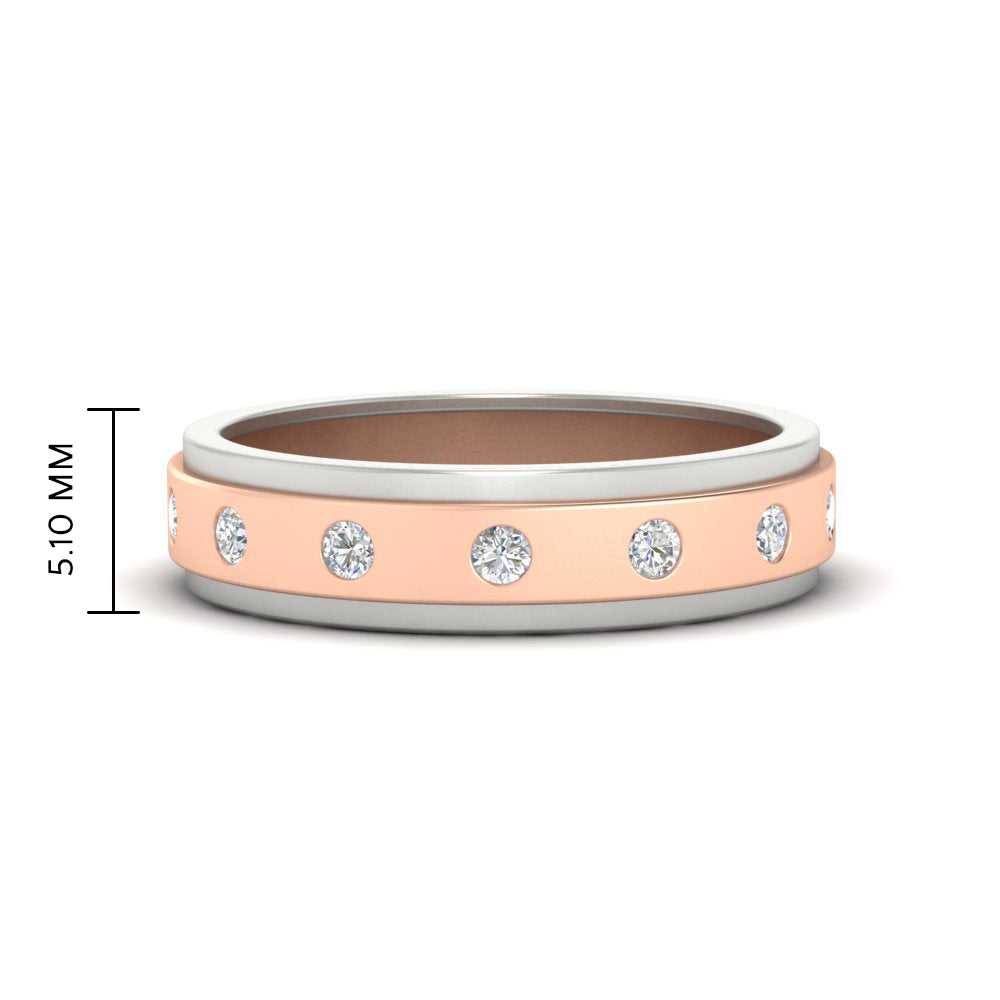 Mens Two Tone Bezel Stone Wedding Ring Fascinating Diamonds