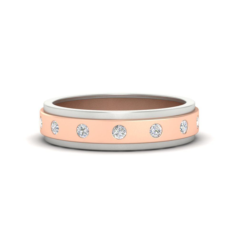 Mens Two Tone Bezel Stone Wedding Ring Fascinating Diamonds