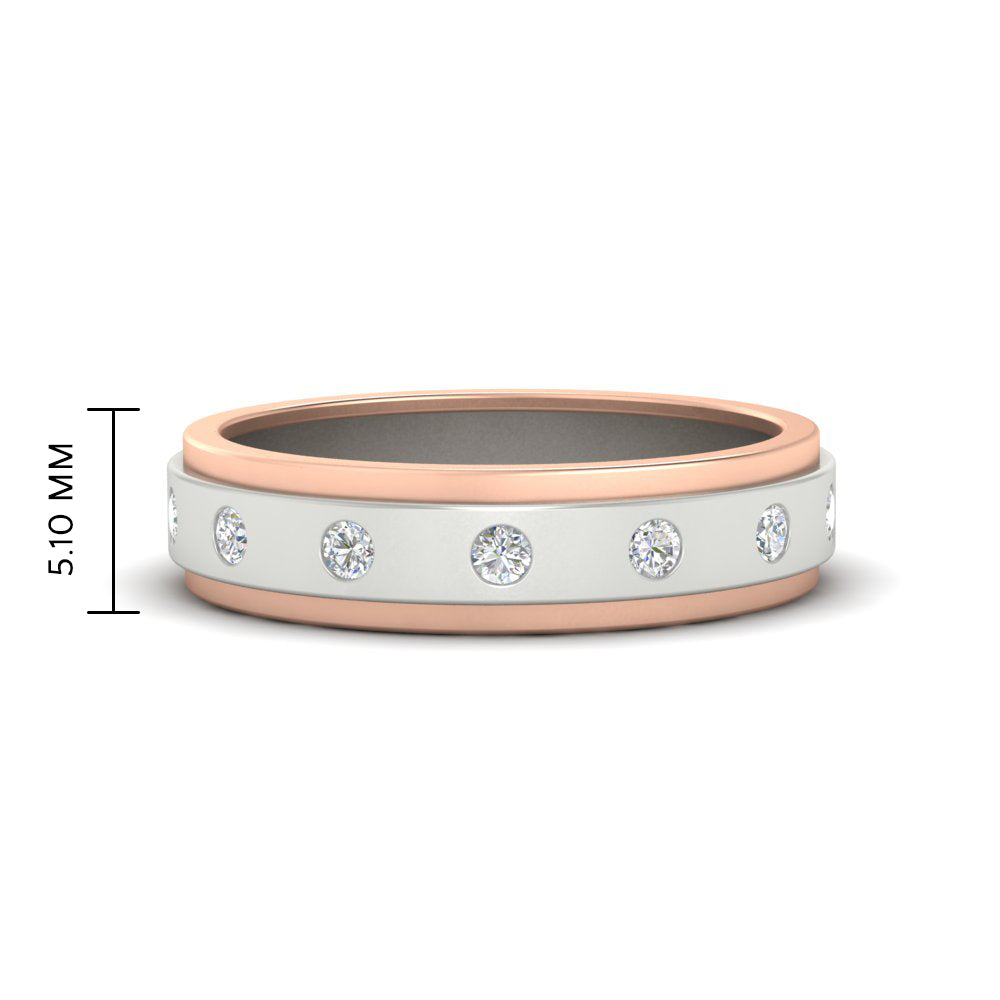 Mens Two Tone Bezel Stone Wedding Ring Fascinating Diamonds