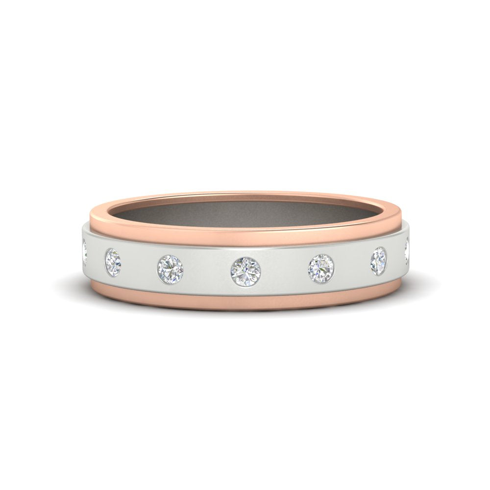 Mens Two Tone Bezel Stone Wedding Ring Fascinating Diamonds