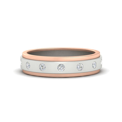 Mens Two Tone Bezel Stone Wedding Ring Fascinating Diamonds