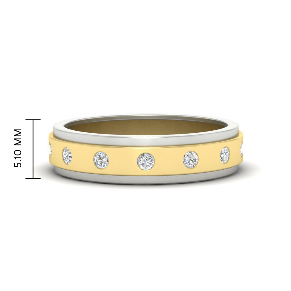 Mens Two Tone Bezel Stone Wedding Ring Fascinating Diamonds
