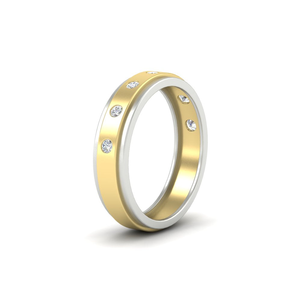 Mens Two Tone Bezel Stone Wedding Ring Fascinating Diamonds