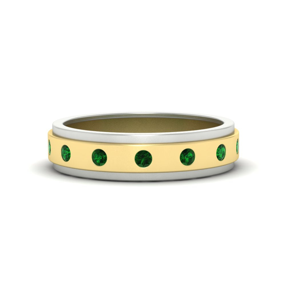 Mens Two Tone Bezel Stone Wedding Ring Fascinating Diamonds