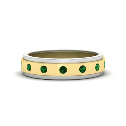 Mens Two Tone Bezel Stone Wedding Ring Fascinating Diamonds