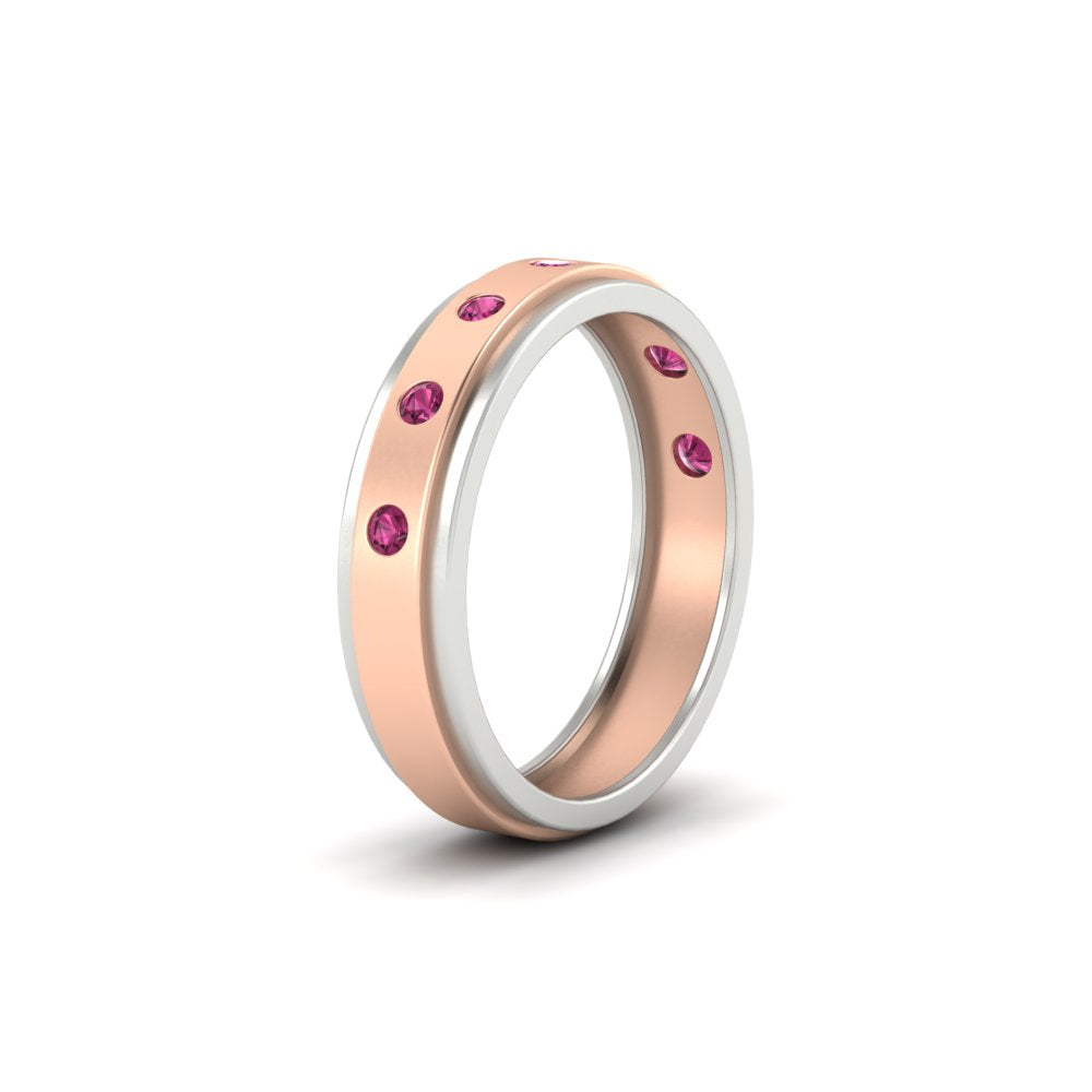 Mens Two Tone Bezel Stone Wedding Ring Fascinating Diamonds