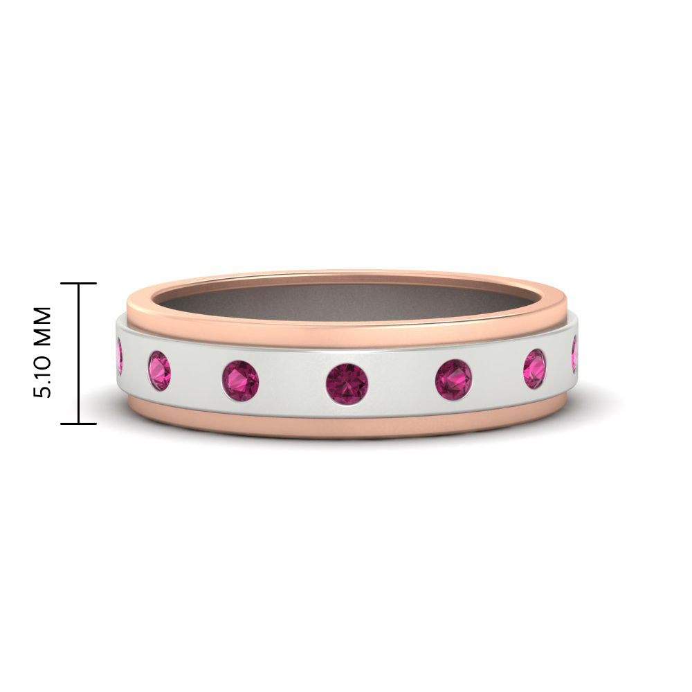 Mens Two Tone Bezel Stone Wedding Ring Fascinating Diamonds
