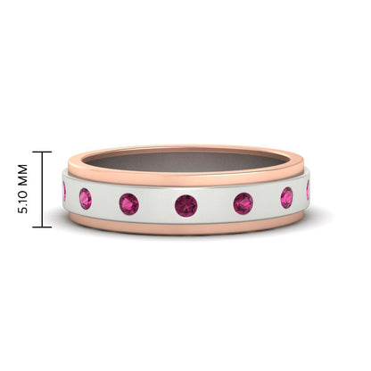 Mens Two Tone Bezel Stone Wedding Ring Fascinating Diamonds