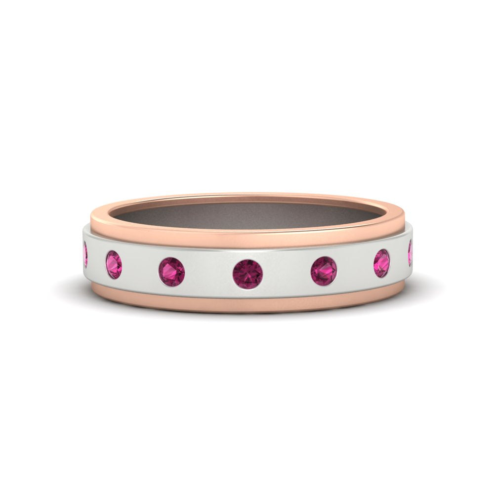 Mens Two Tone Bezel Stone Wedding Ring Fascinating Diamonds