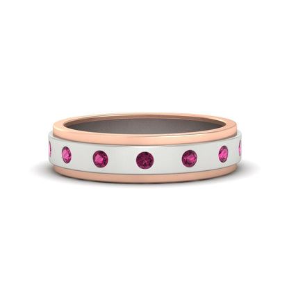 Mens Two Tone Bezel Stone Wedding Ring Fascinating Diamonds