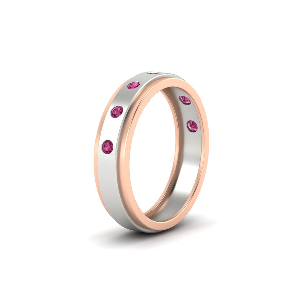 Mens Two Tone Bezel Stone Wedding Ring Fascinating Diamonds