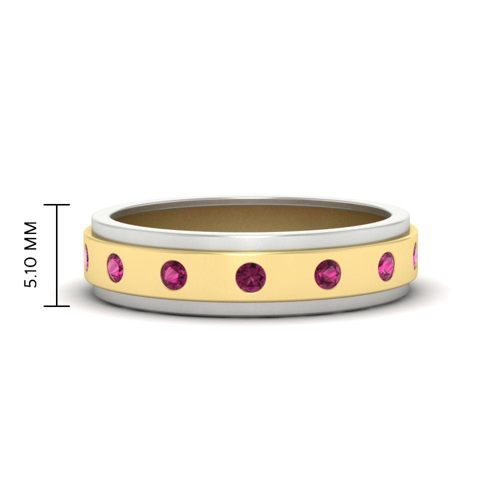 Mens Two Tone Bezel Stone Wedding Ring Fascinating Diamonds