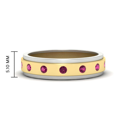 Mens Two Tone Bezel Stone Wedding Ring Fascinating Diamonds