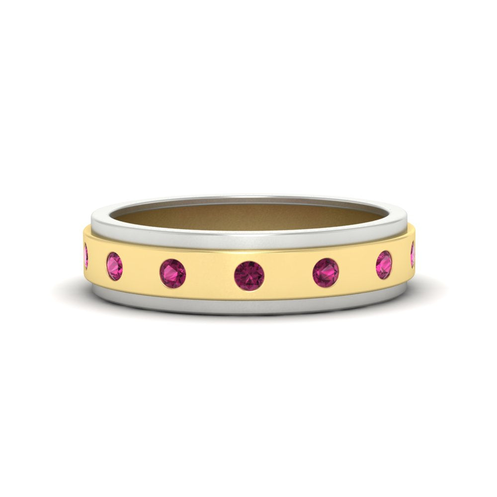 Mens Two Tone Bezel Stone Wedding Ring Fascinating Diamonds