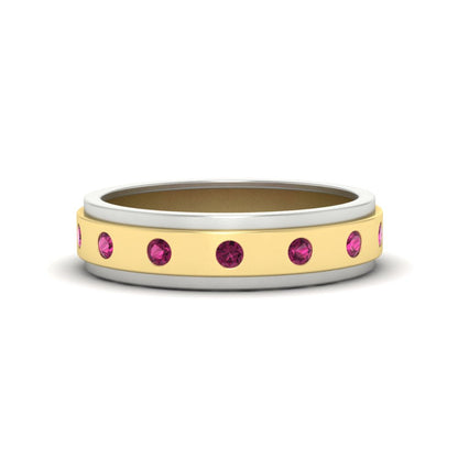 Mens Two Tone Bezel Stone Wedding Ring Fascinating Diamonds