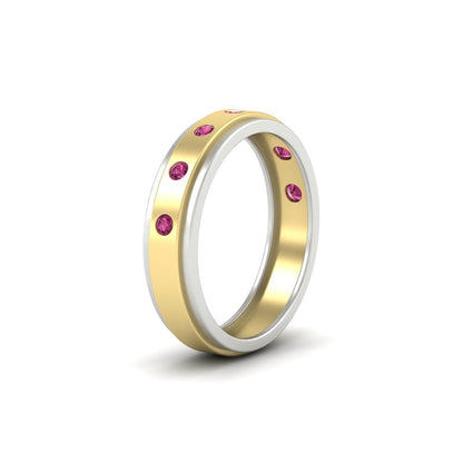 Mens Two Tone Bezel Stone Wedding Ring Fascinating Diamonds