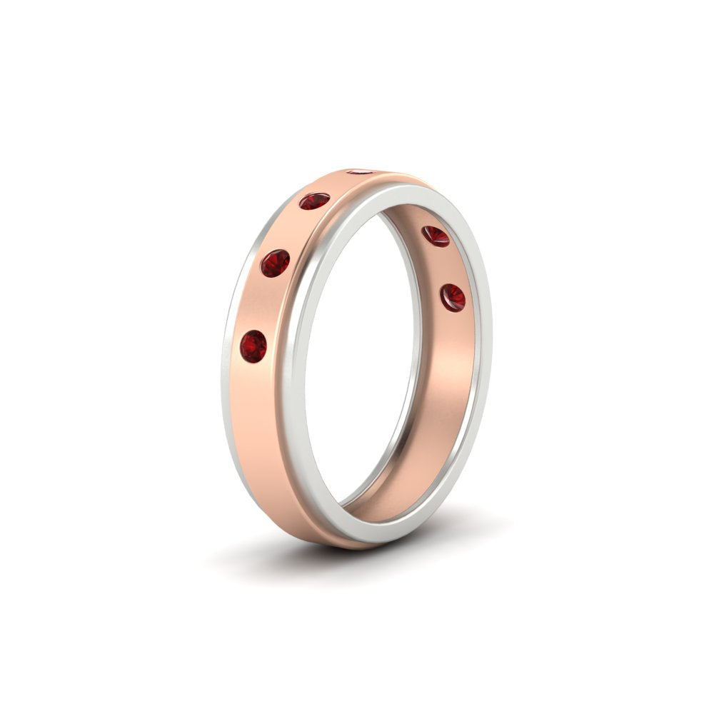 Mens Two Tone Bezel Stone Wedding Ring Fascinating Diamonds