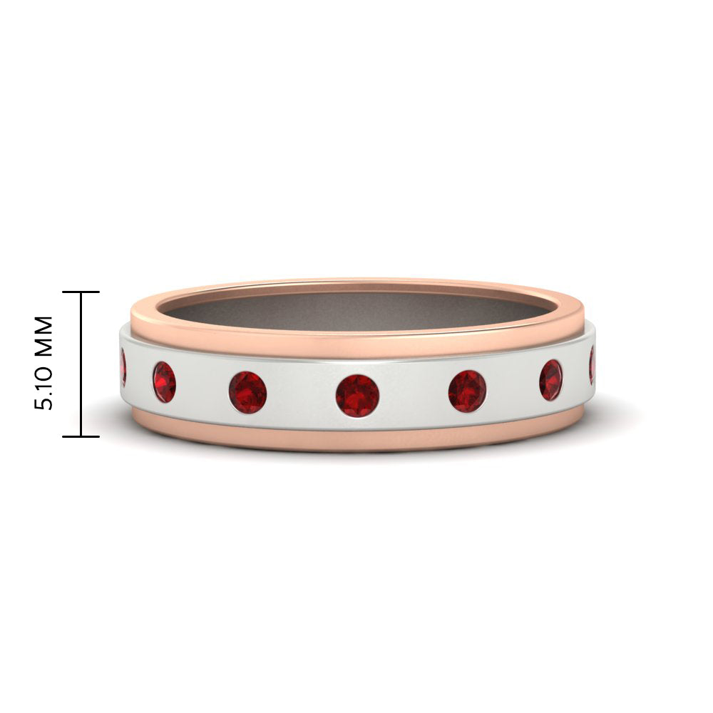 Mens Two Tone Bezel Stone Wedding Ring Fascinating Diamonds