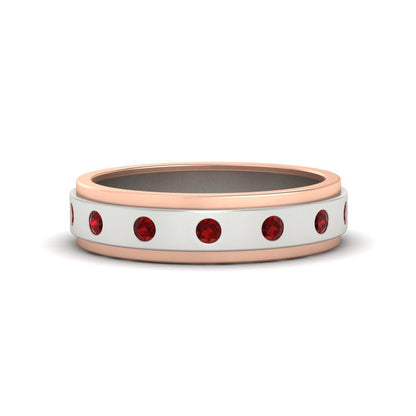Mens Two Tone Bezel Stone Wedding Ring Fascinating Diamonds