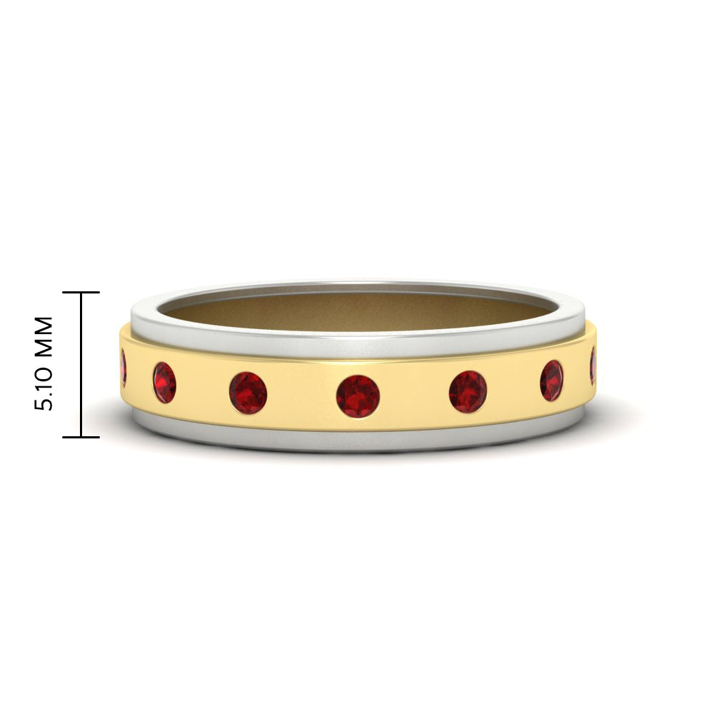 Mens Two Tone Bezel Stone Wedding Ring Fascinating Diamonds