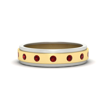 Mens Two Tone Bezel Stone Wedding Ring Fascinating Diamonds