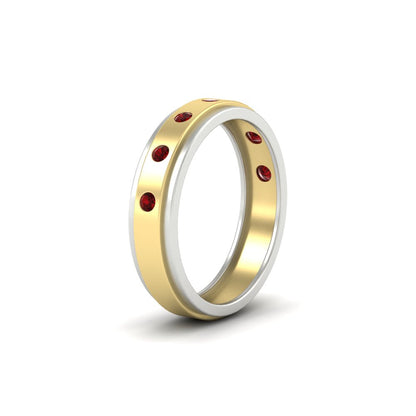 Mens Two Tone Bezel Stone Wedding Ring Fascinating Diamonds