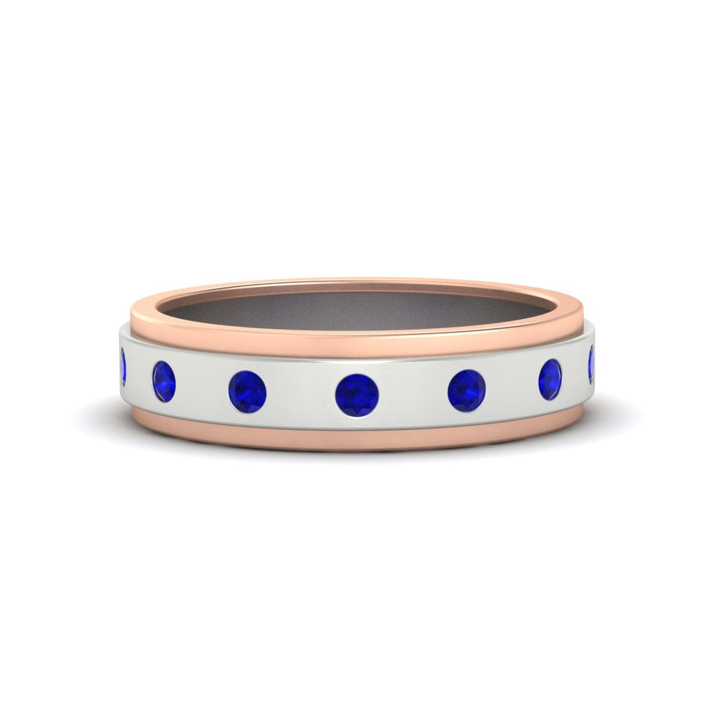 Mens Two Tone Bezel Stone Wedding Ring Fascinating Diamonds