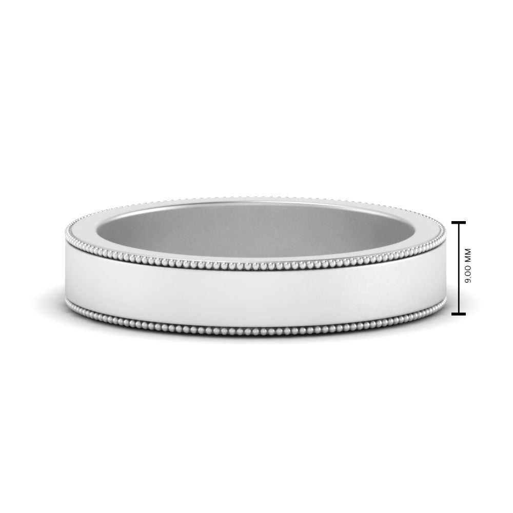 Flat Milgrain Mens Wedding Band Fascinating Diamonds