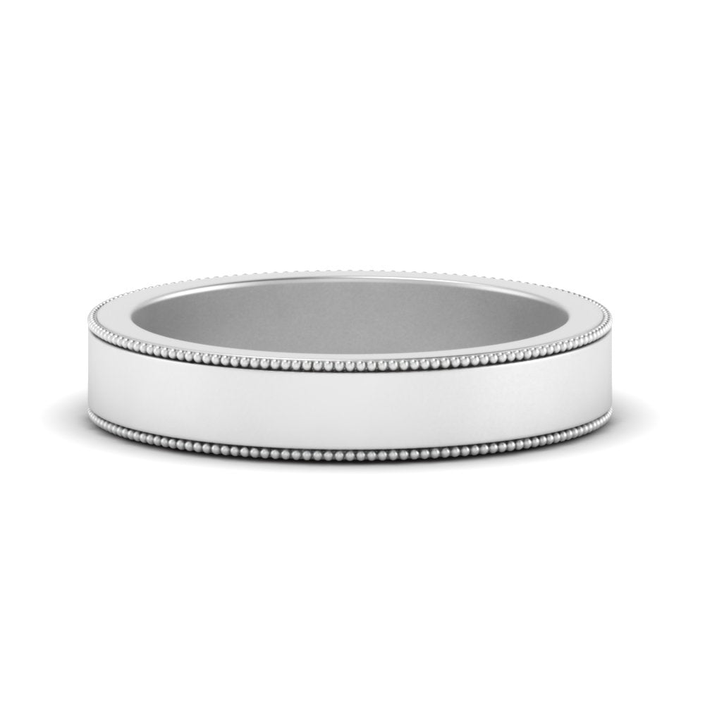 Flat Milgrain Mens Wedding Band Fascinating Diamonds