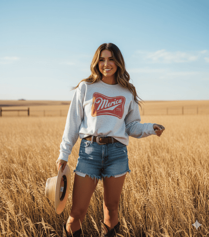 Merica Red Logo Graphic Sweatshirt Wild Junkie